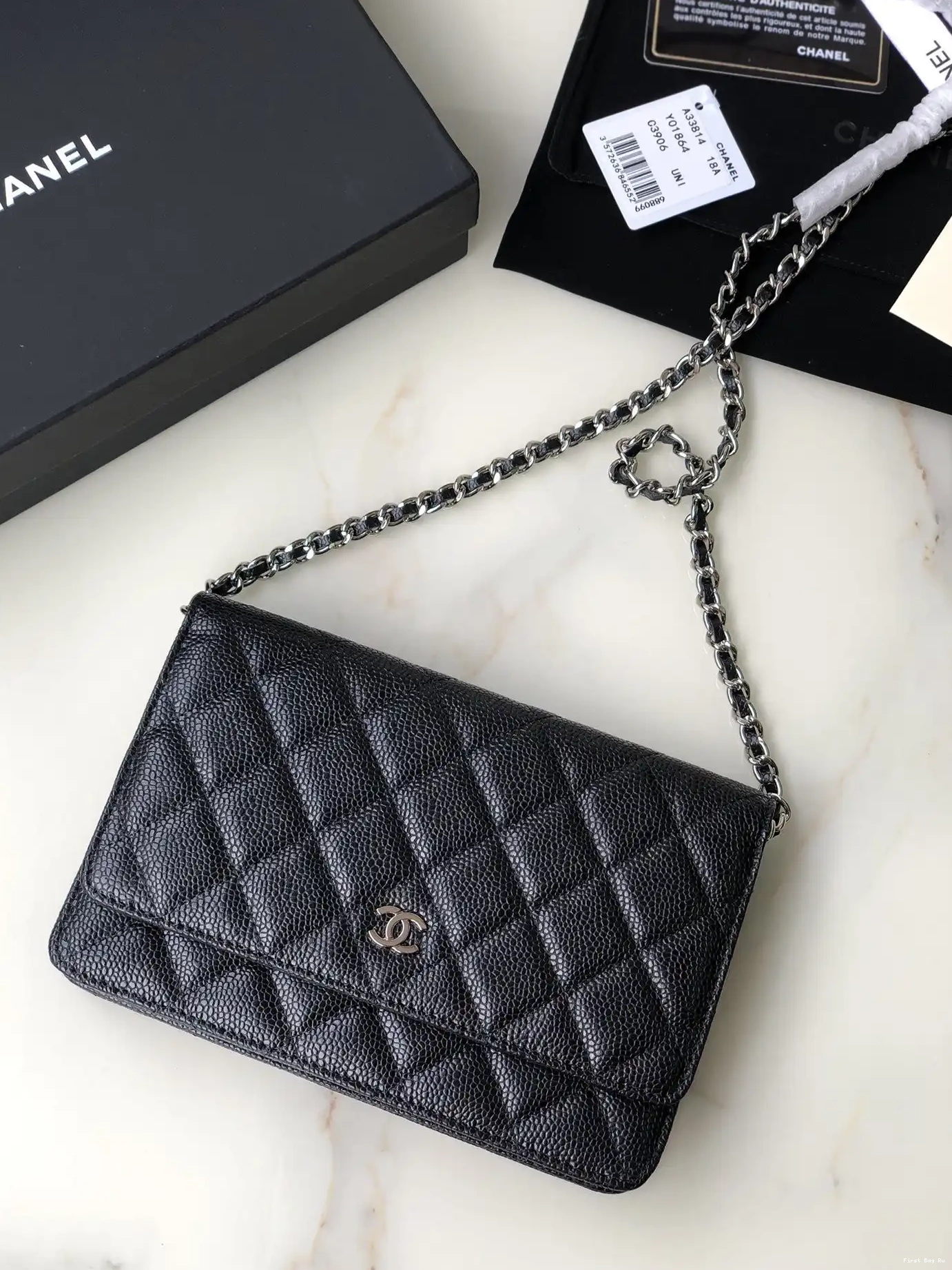 First Bag Ru CAVIAR CHAIN CHANEL WALLET 0707